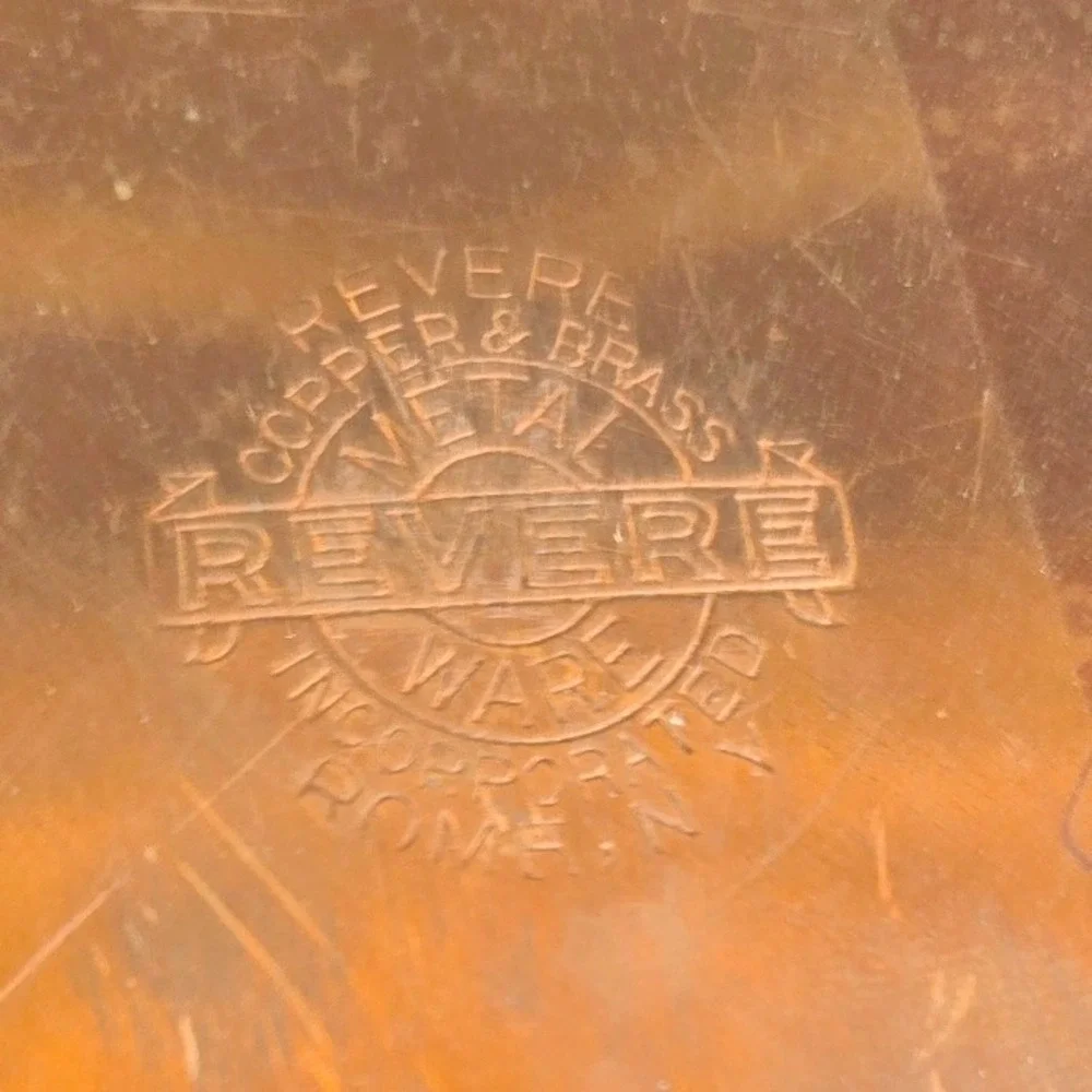 Antique Revere Copper and Brass Skillet Pan with Lid Rome NY USA 7.5 Inch
